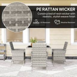 OUTSUNNY 4 Seater Rattan Garden Furniture Set with Cushion in Mid Grey - thumbnail 5