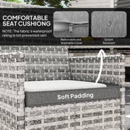 OUTSUNNY 4 Seater Rattan Garden Furniture Set with Cushion in Mid Grey - thumbnail 4