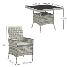 OUTSUNNY 4 Seater Rattan Garden Furniture Set with Cushion in Mid Grey - thumbnail 3