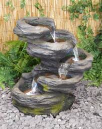 Primrose Tiered Cascading Water Feature Rock Sanke Steps 5 Tier Lights 56cm in Stone