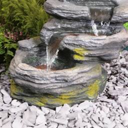Primrose Tiered Cascading Water Feature Rock Sanke Steps 5 Tier Lights 56cm in Stone - thumbnail 6