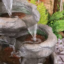 Primrose Tiered Cascading Water Feature Rock Sanke Steps 5 Tier Lights 56cm in Stone - thumbnail 5