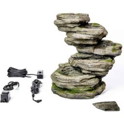 Primrose Tiered Cascading Water Feature Rock Sanke Steps 5 Tier Lights 56cm in Stone - thumbnail 2