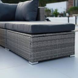 Home Source 5 Piece Modular Garden Set Corner Chairs Padded Seats Garden Outdoor in Grey - thumbnail 7