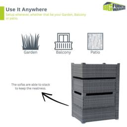 Home Source 5 Piece Modular Garden Set Corner Chairs Padded Seats Garden Outdoor in Grey - thumbnail 4