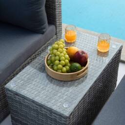 Home Source 5 Piece Modular Garden Set Corner Chairs Padded Seats Garden Outdoor in Grey - thumbnail 6