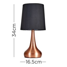 ValueLights Teardrop Pair of Black Shades Copper Touch Table Lamps with Bulbs - thumbnail 7