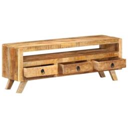 Berkfield Home TV Cabinet 110x30x40 cm Solid Mango Wood in Brown - Size: 110 x 30 x 40 cm - thumbnail 1
