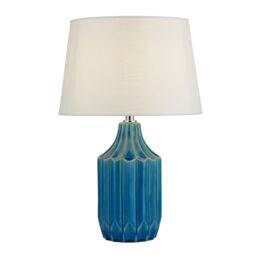 Lighting Collection Blue Ceramic Table Lamp - thumbnail 2