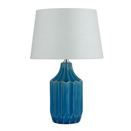 Lighting Collection Blue Ceramic Table Lamp - thumbnail 3
