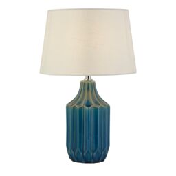 Lighting Collection Blue Ceramic Table Lamp - thumbnail 1