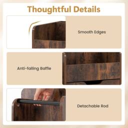 VOGREX Brown Rolling Storage Cart 3 Drawers 2 Dowel Rods - thumbnail 6