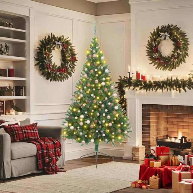 Berkfield Home Artificial Pre-lit Christmas Tree Green 180 cm PVC - image 1
