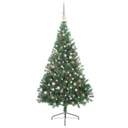 Berkfield Home Artificial Pre-lit Christmas Tree Green 180 cm PVC - thumbnail 3