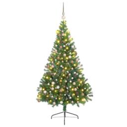 Berkfield Home Artificial Pre-lit Christmas Tree Green 180 cm PVC - thumbnail 2