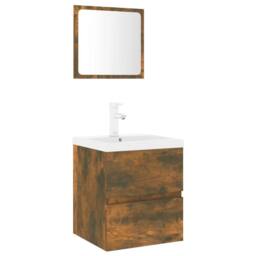 Berkfield Home Full Bathroom Furniture Set Smoked Oak Engineered Wood in Brown - thumbnail 3
