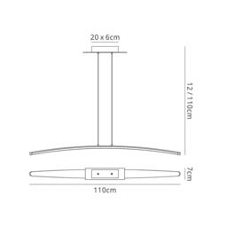 Netlighting Hemisferic Pendant 28W LED 110cm Bar 1800lm Aluminium Frosted Acrylic in Grey - thumbnail 2