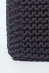 Homescapes Cube Cotton Knitted Pouffe Footstool in Black - thumbnail 4