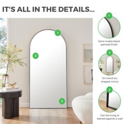 FurnitureboxUK Ottilie Large Full Length Arch Decorative Wall Mirror in Black - thumbnail 7
