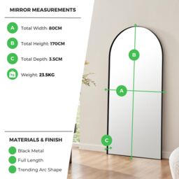 FurnitureboxUK Ottilie Large Full Length Arch Decorative Wall Mirror in Black - thumbnail 8