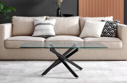 FurnitureboxUK Leonardo Rectangular Glass Coffee Table with Metal Angled Starburst Legs for Modern Living Rooms in Black - thumbnail 2