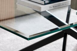 FurnitureboxUK Leonardo Rectangular Glass Coffee Table with Metal Angled Starburst Legs for Modern Living Rooms in Black - thumbnail 4