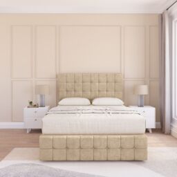"Sloomy Berlin Divan Bed Base No Drawers 12"" Footboard & 26"" Struts Headboard in Cream - Size: King" - thumbnail 2