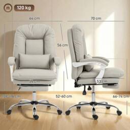 NESTLUNE Reclining Office Chair, Desk Chair in Grey - Size: 100 cm x 100 cm - thumbnail 2