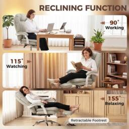 NESTLUNE Reclining Office Chair, Desk Chair in Grey - Size: 100 cm x 100 cm - thumbnail 3