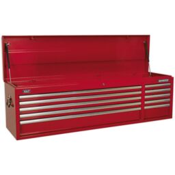 Loops 1655 x 435 x 495mm RED 10 Drawer Topchest Tool Chest Lockable Storage Cabinet - thumbnail 5