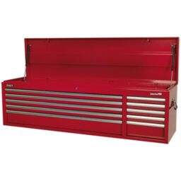 Loops 1655 x 435 x 495mm RED 10 Drawer Topchest Tool Chest Lockable Storage Cabinet - thumbnail 4