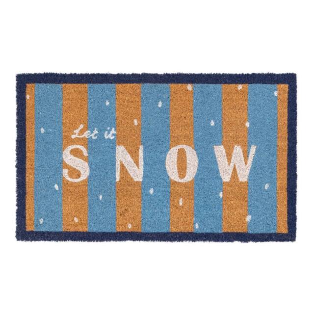 Kukoon Front Door Mat Christmas Décor Natural Coir Rug Let it Snow in Beige - Size: 45 cm x 70 cm - image 1