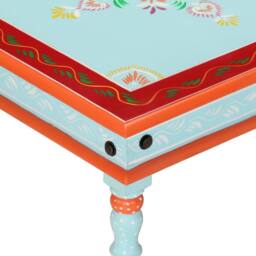 Berkfield Home Beautiful Coffee Table Blue Hand Painted Solid Wood Mango - thumbnail 4