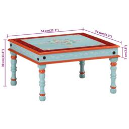 Berkfield Home Beautiful Coffee Table Blue Hand Painted Solid Wood Mango - thumbnail 7
