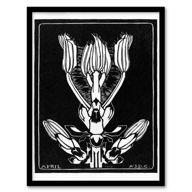 Artery8 Julie de Graag Framed Wall Art April Flower Vintage Black & White - Size: A4 - image 1