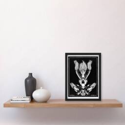 Artery8 Julie de Graag Framed Wall Art April Flower Vintage Black & White - Size: A4 - thumbnail 2