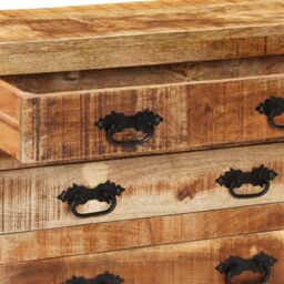 Berkfield Home Sideboard with 3 Drawers 80x30x65 cm Solid Rough Wood Mango in Brown - Size: 80 x 30 x 65 cm - thumbnail 6