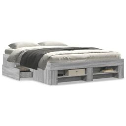 Berkfield Home Bed Frame without Mattress Grey Sonoma 140x190 cm Engineered Wood - thumbnail 4