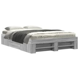Berkfield Home Bed Frame without Mattress Grey Sonoma 140x190 cm Engineered Wood - thumbnail 2