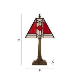 ValueLights Tiffany Red Aztec Stained Glass Lamp Shade Antique Brass Table Lamp - thumbnail 8