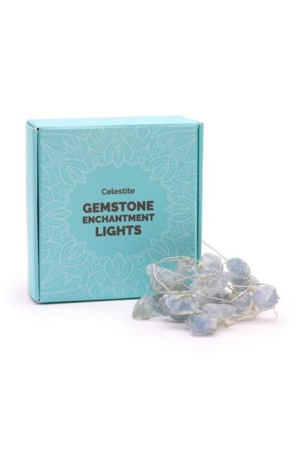KDMD Celestite & Rose Quartz Gemstone Enchantment Lights USB LED Decor in Light Blue - image 1