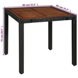 Berkfield Home Beautiful 5 Piece Outdoor Dining Set Poly Rattan & Acacia Wood Black - thumbnail 7