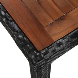 Berkfield Home Beautiful 5 Piece Outdoor Dining Set Poly Rattan & Acacia Wood Black - thumbnail 4