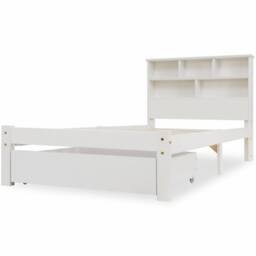 Merax White Wooden Storage Bed Frame with Bookcase Headboard & Drawer - Size: Single - thumbnail 3