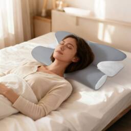 Lavio Ergonomic Horn Pillow Neck Shoulder Pain Relief Side Sleeper Support in Grey - thumbnail 3