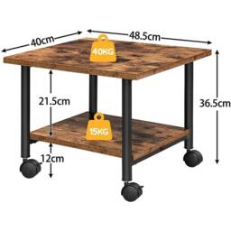 FORGEVIO Under-Desk Printer Stand Printer Cart Printer Rack in Brown - thumbnail 2