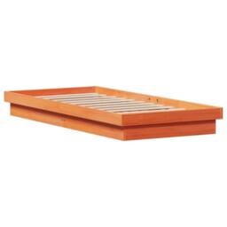 Berkfield Home LED Bed Frame without Mattress Wax Brown 90x200 cm Solid Wood - thumbnail 5