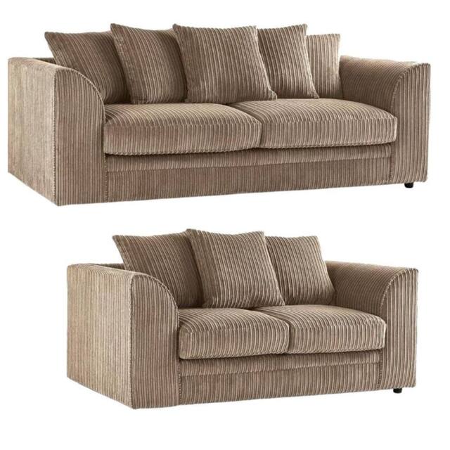 Bliss Furniture Jumbo Cord Scatter Back 3+2 Seater Sofa Set in Dylan Beige - Size: 5 Pack - image 1