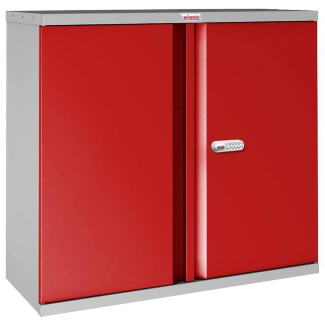 Phoenix Safe Company Stationery Cupboard in Red with Electronic Lock, SC1010GRE - Size: 100 cm - image 1