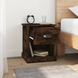 Berkfield Home Durable Bedside Cabinets 2 pcs Smoked Oak 39x39x47.5 cm Engineere in Brown - thumbnail 4